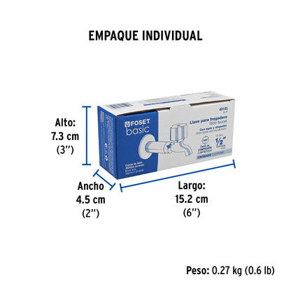 Llave 1/2" para fregadero con niple y chapeton, cromo, BASIC 49105