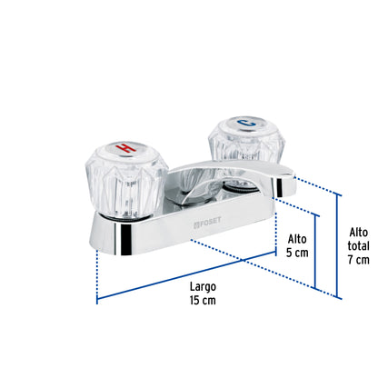 Mezcladora 4" para lavabo, nariz larga, manerales acrílico 49231