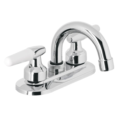 Mezcladora 4" para lavabo, cuello curvo, manerales cono49204