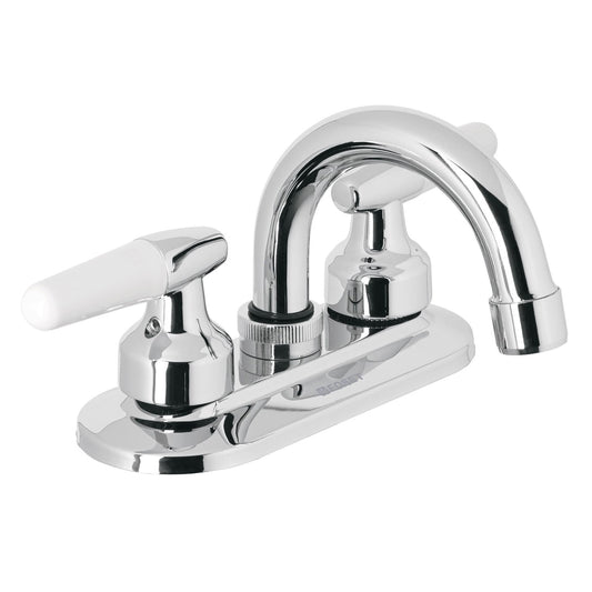 Mezcladora 4" para lavabo, cuello curvo, manerales cono49204