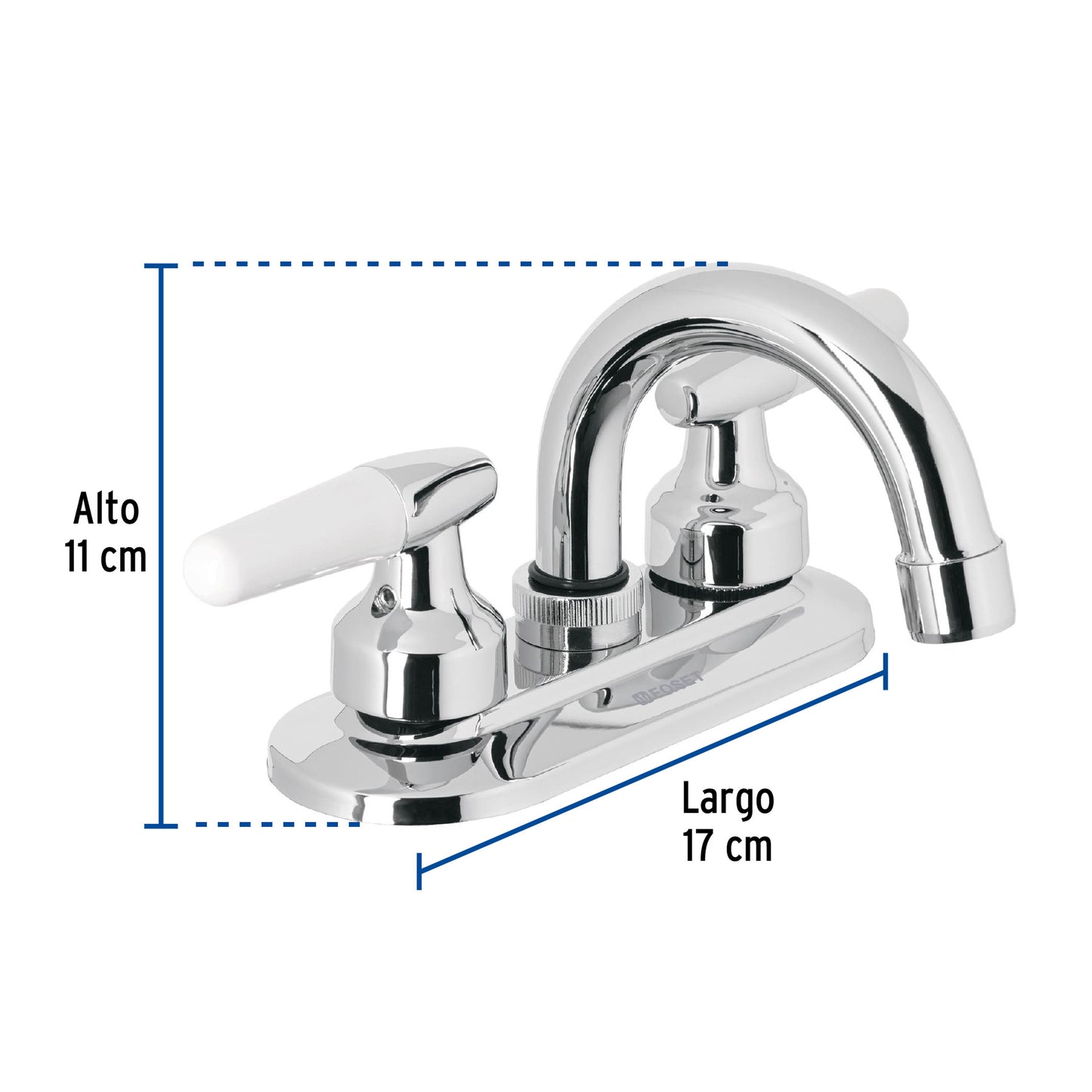 Mezcladora 4" para lavabo, cuello curvo, manerales cono49204
