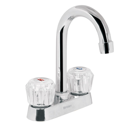 Mezcladora 4" para lavabo, cuello bar, manerales de acrílico 49277