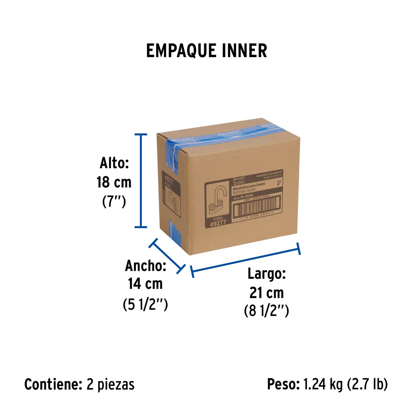 Mezcladora 4" para lavabo, cuello bar, manerales de acrílico 49277
