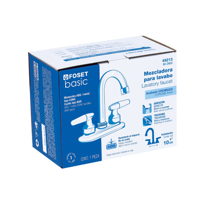 Mezcladora 4" para lavabo, cuello bar, manerales cono 49213