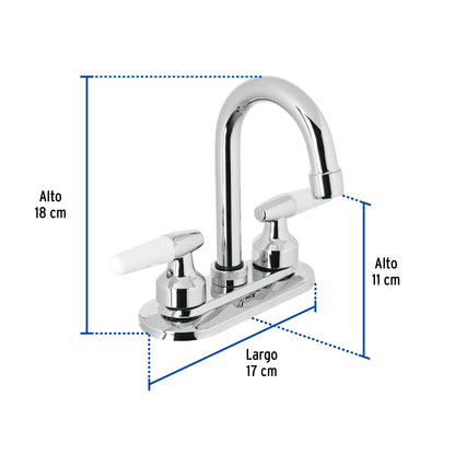 Mezcladora 4" para lavabo, cuello bar, manerales cono 49213