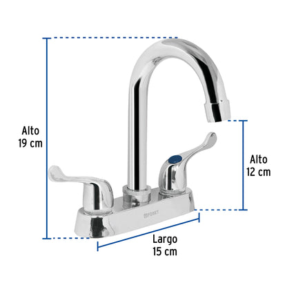 Mezcladora 4" para lavabo, cuello bar, manerales palanca 49280