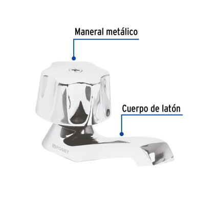 Llave individual para lavabo, maneral metálico, Foset 49229