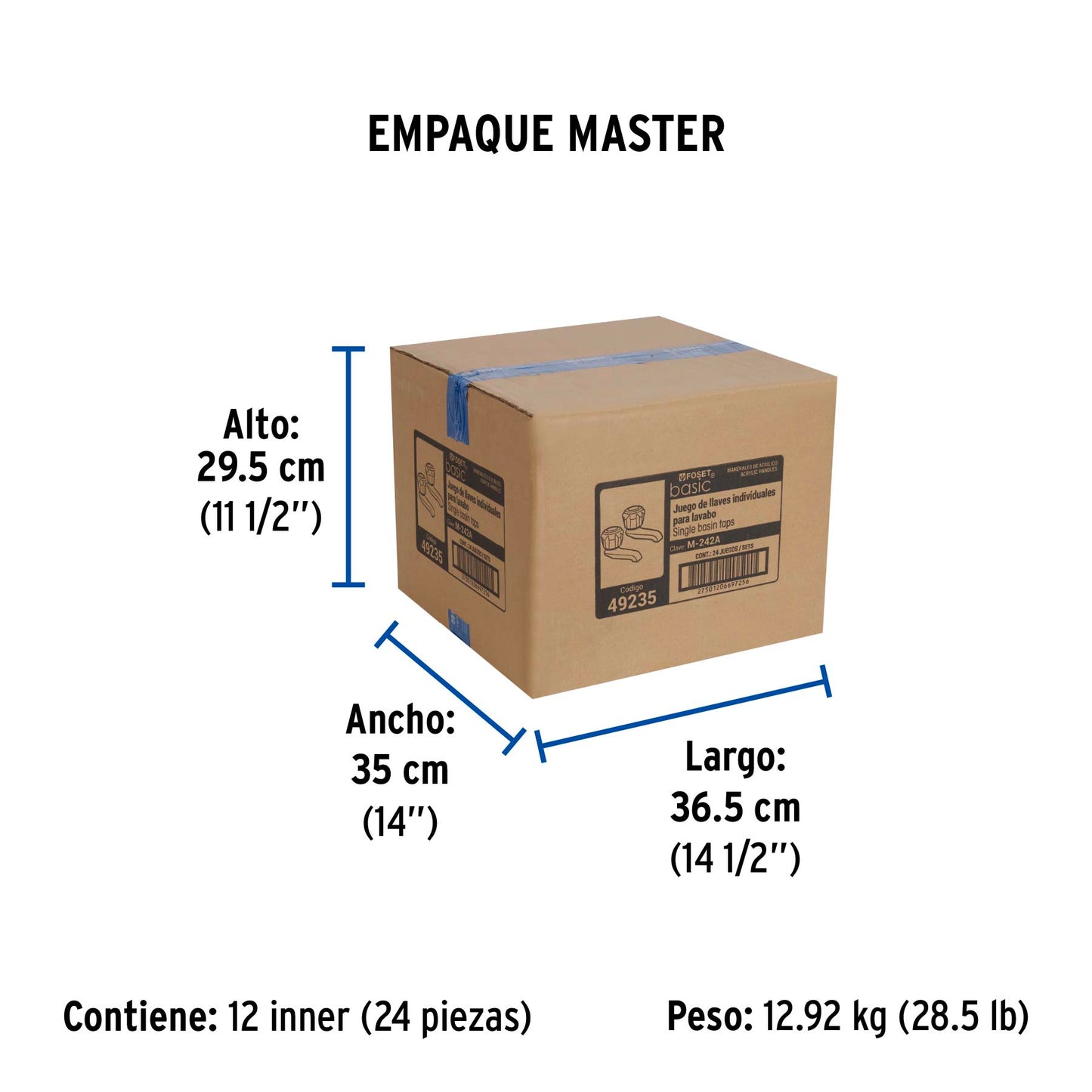 Juego 2 llaves individuales para lavabo, manerales acrílico 49235