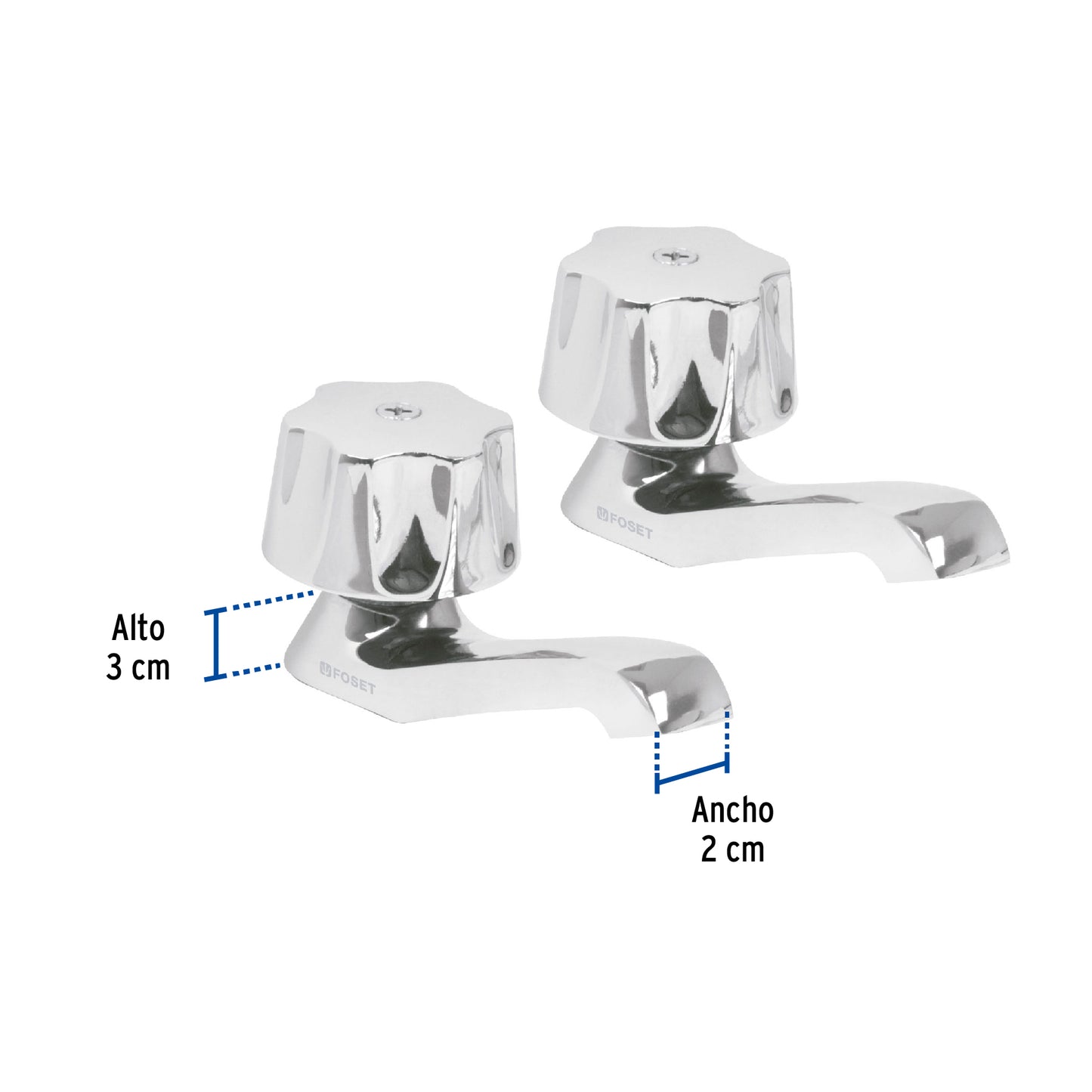 Juego 2 llaves individuales para lavabo, manerales metálicos 49234