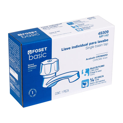 Llave individual lavabo, ABS, hexagonal, BASIC 49309