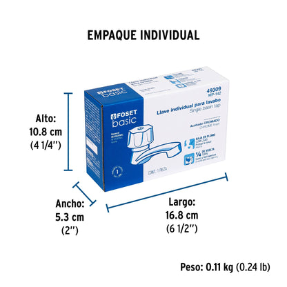 Llave individual lavabo, ABS, hexagonal, BASIC 49309