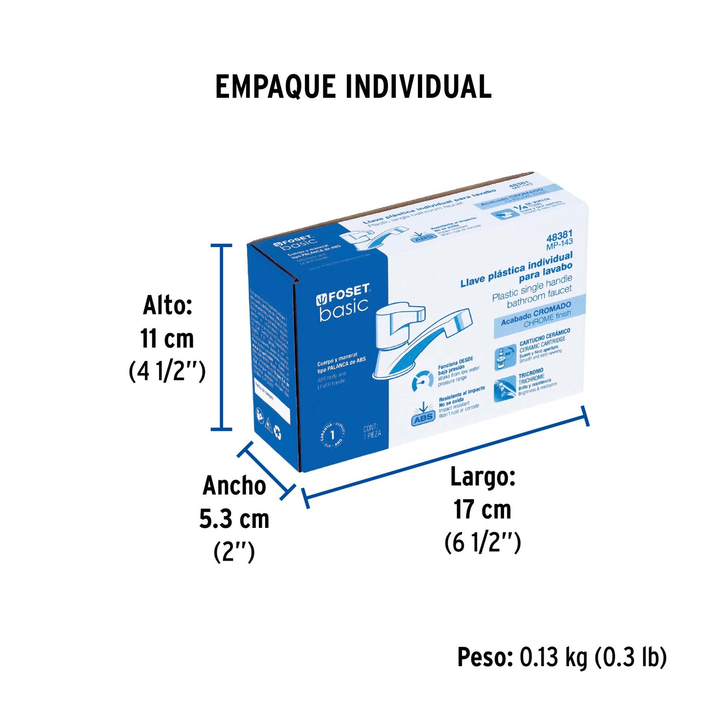 Llave individual lavabo, ABS, palanca, BASIC 48381