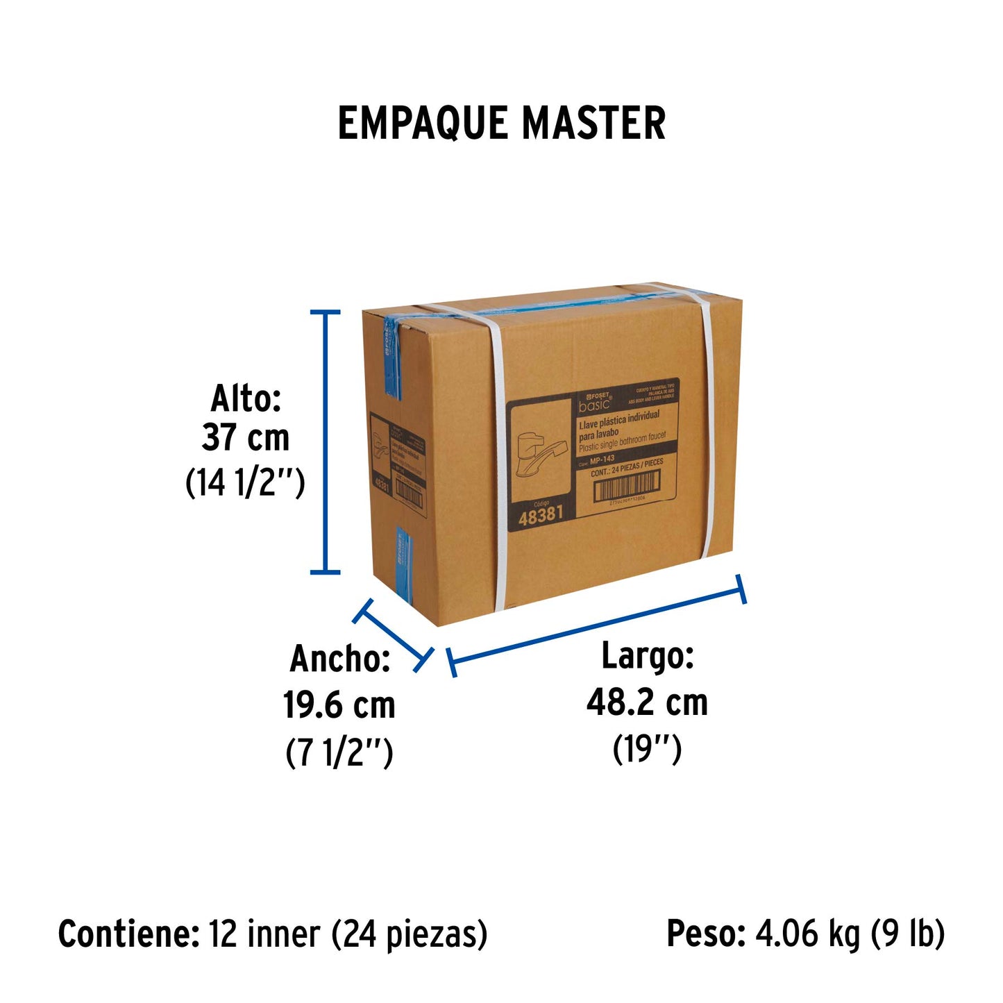 Llave individual lavabo, ABS, palanca, BASIC 48381