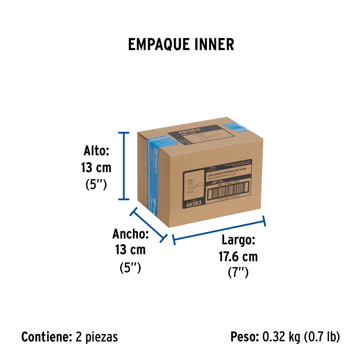 Llave individual lavabo, ABS, cruceta, BASIC 48383