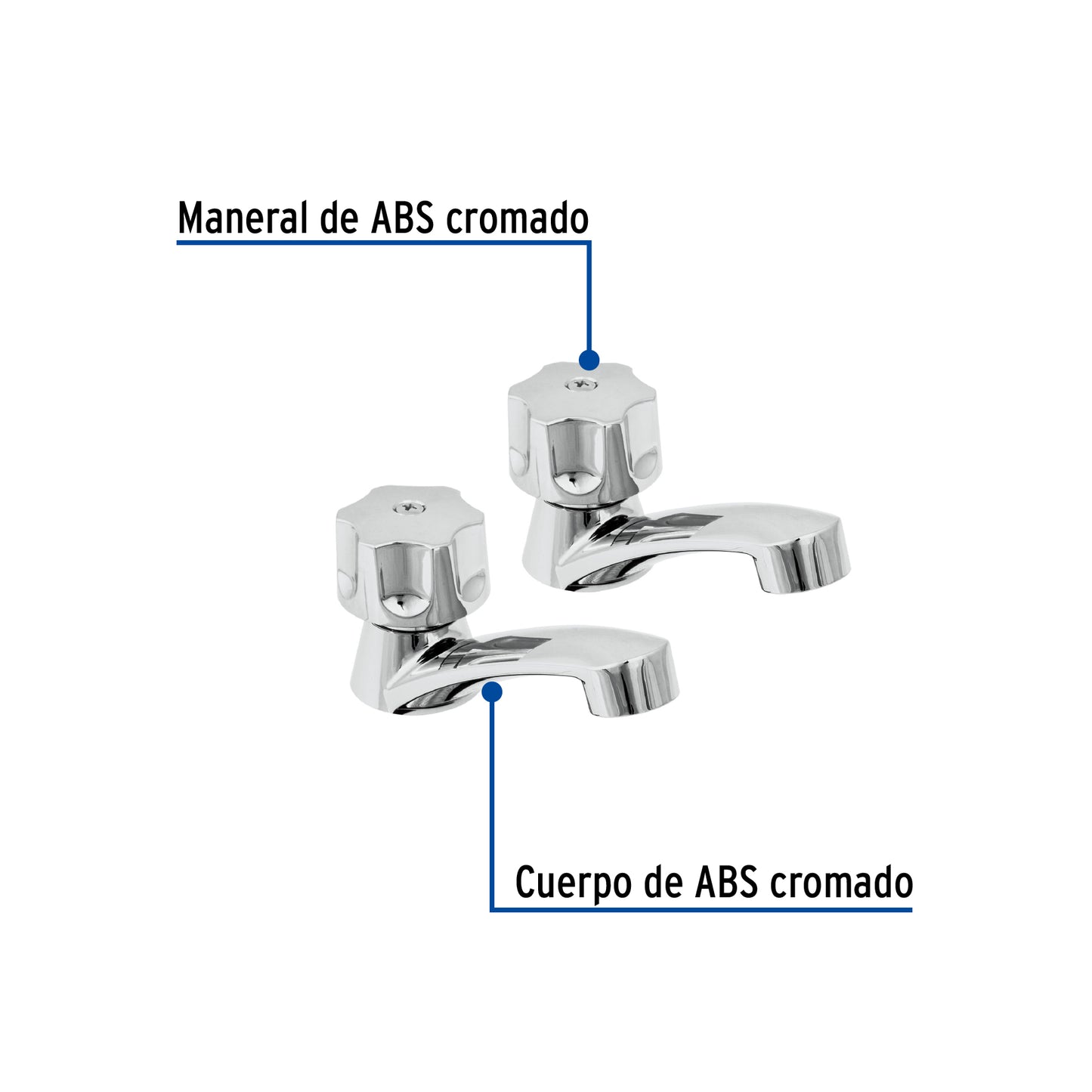Juego llaves individuales lavabo, ABS, hexagonal, BASIC 49308