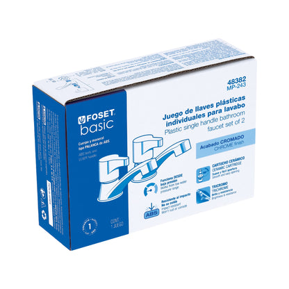 Juego llaves individuales lavabo, ABS, palanca, BASIC 48382