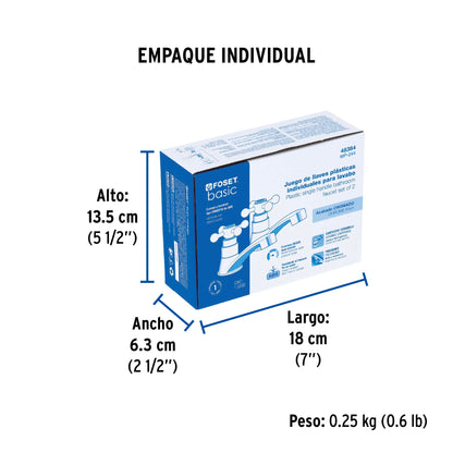 Juego llaves individuales lavabo, ABS, cruceta, BASIC 48384