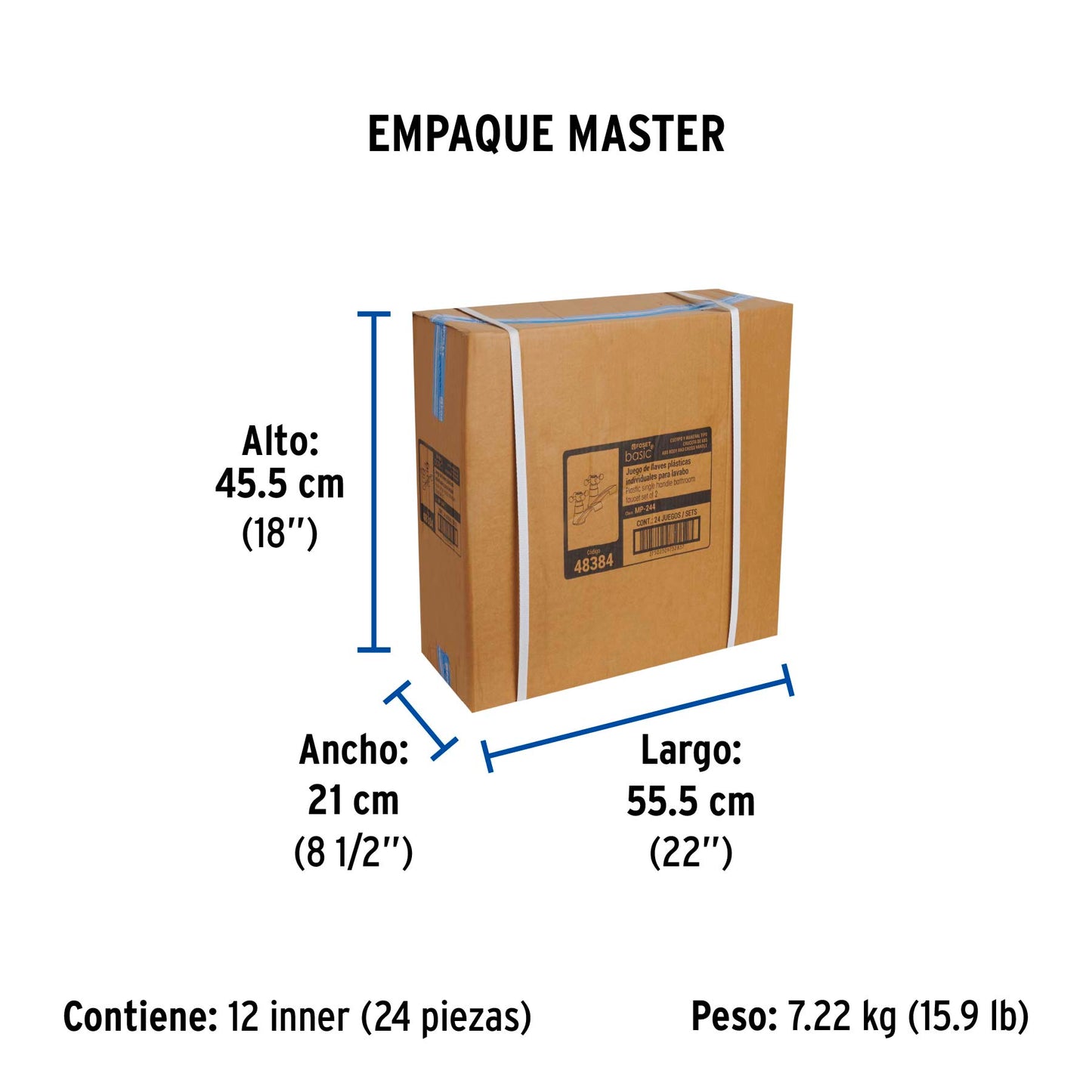 Juego llaves individuales lavabo, ABS, cruceta, BASIC 48384