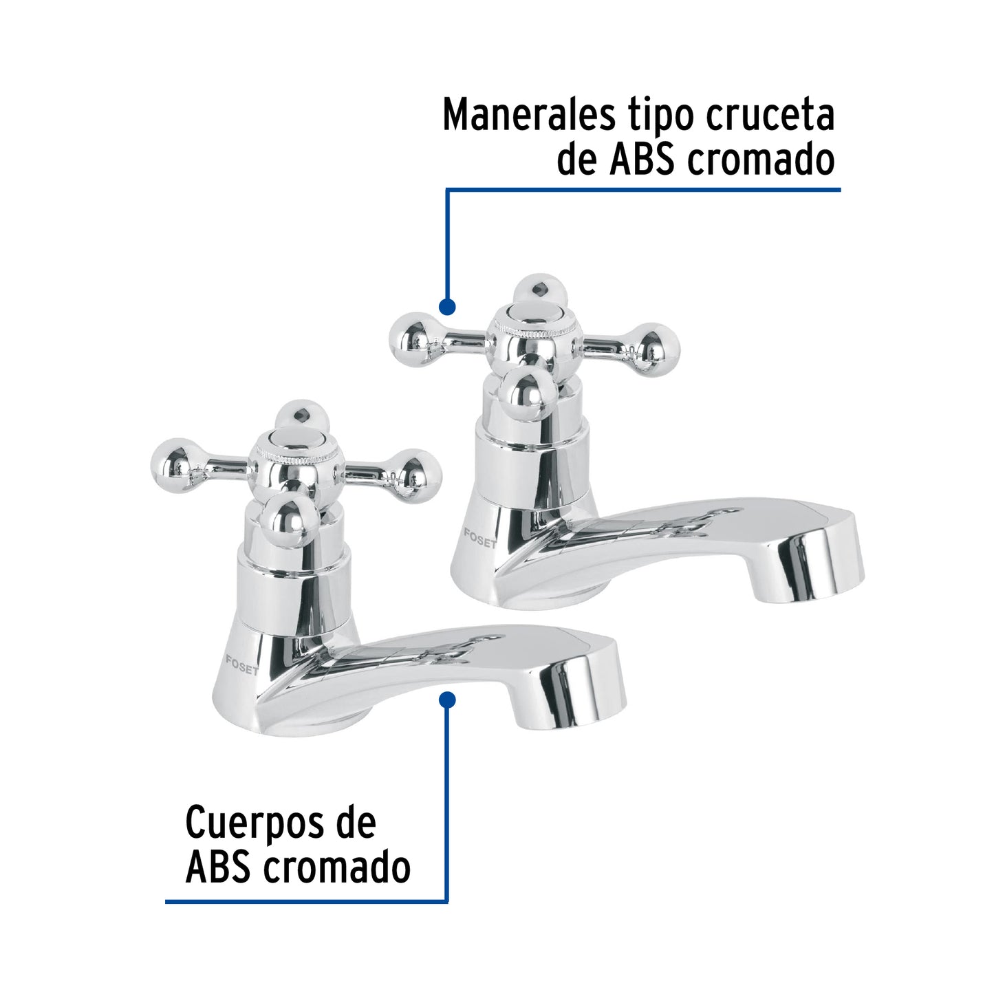 Juego llaves individuales lavabo, ABS, cruceta, BASIC 48384