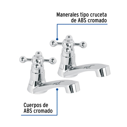 Juego llaves individuales lavabo, ABS, cruceta, BASIC 48384