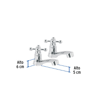 Juego llaves individuales lavabo, ABS, cruceta, BASIC 48384