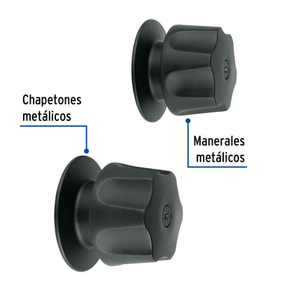 Juego de 2 manerales hex. metálicos negro p/regadera, Basic 46881