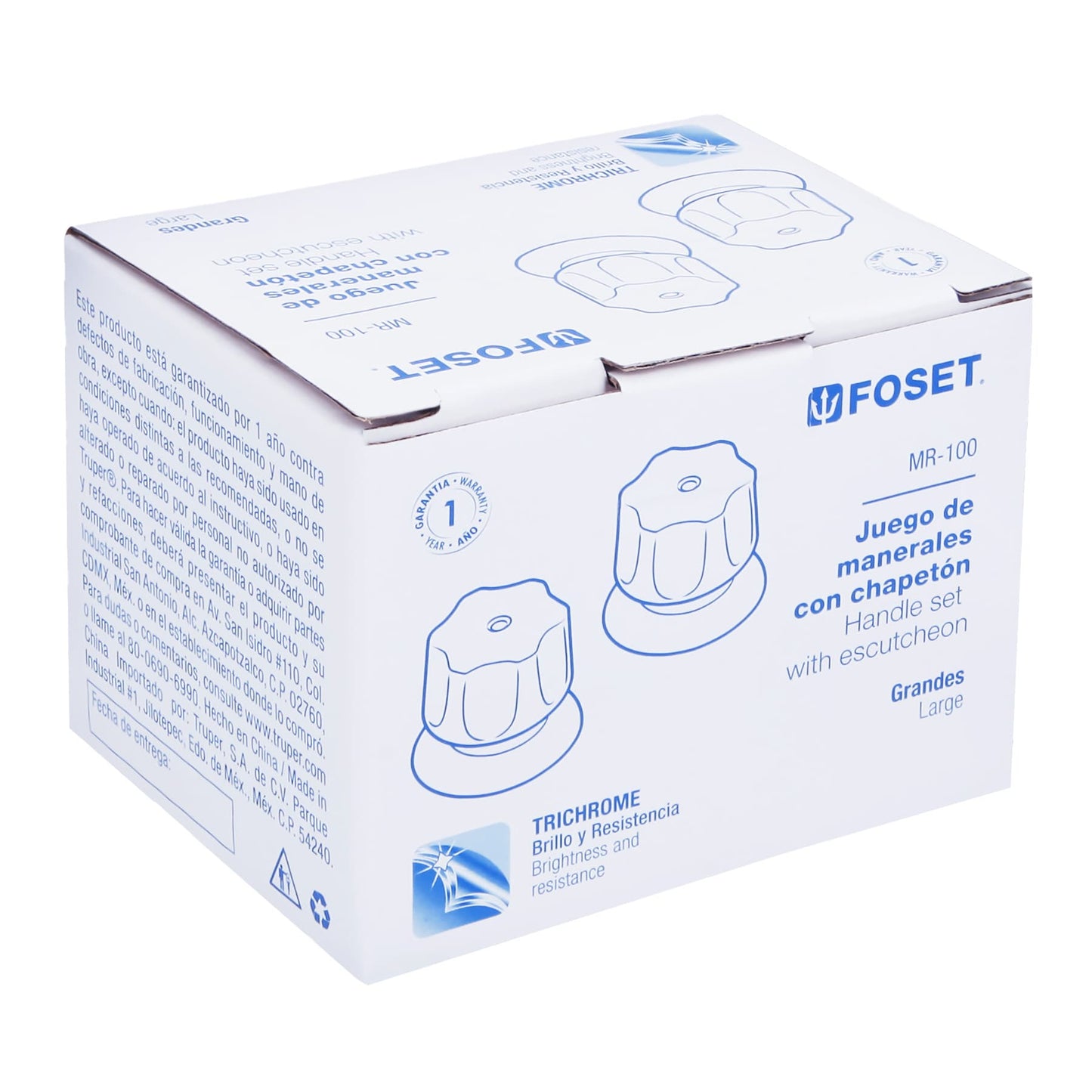 Juego de 2 manerales hex. metálicos para regadera, Foset 49241