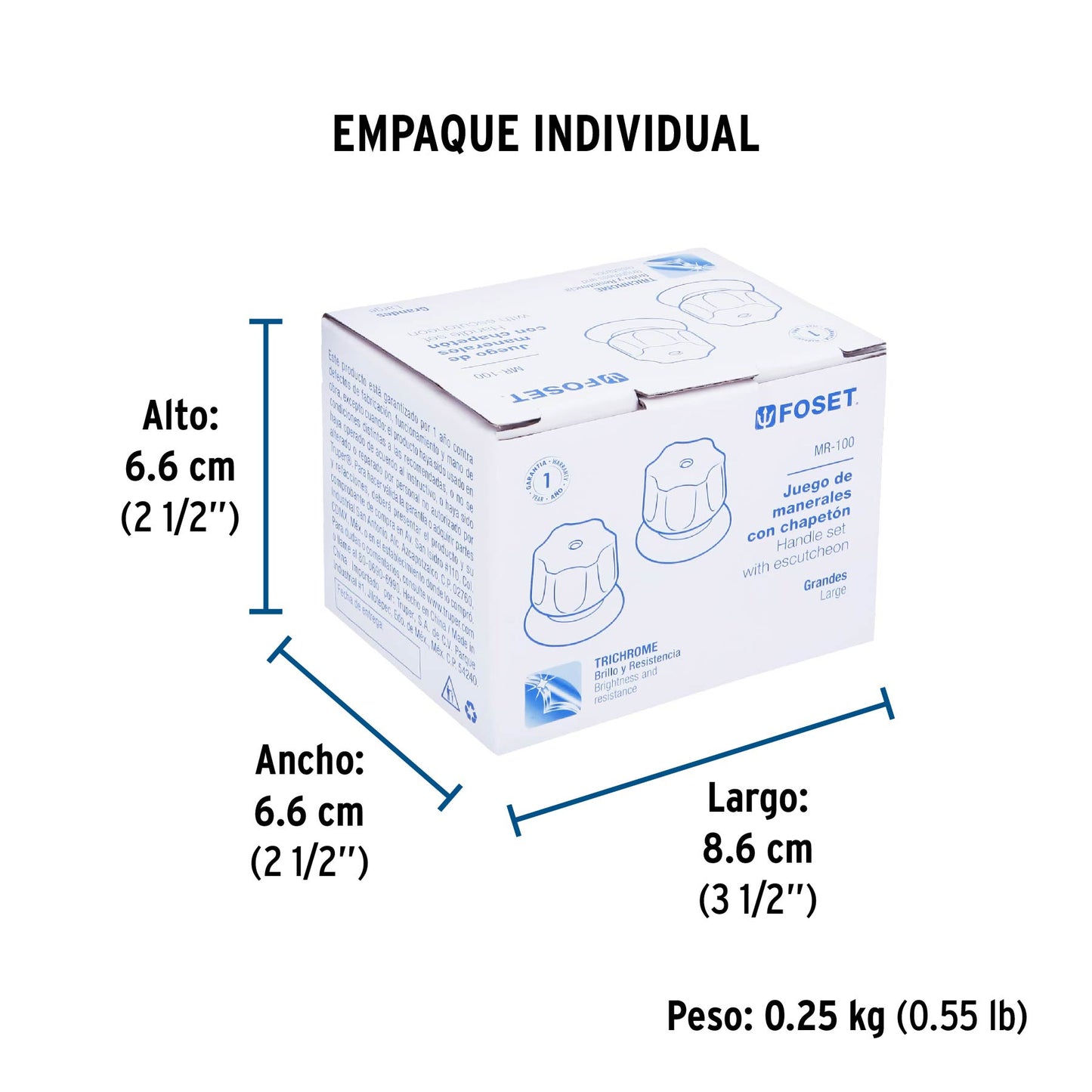 Juego de 2 manerales hex. metálicos para regadera, Foset 49241