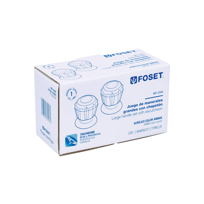 Juego de 2 manerales acrílico ámbar para regadera, Foset 49462