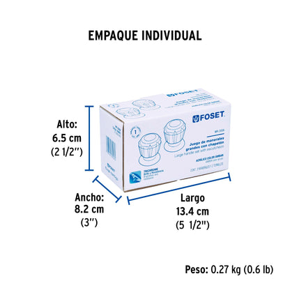 Juego de 2 manerales acrílico ámbar para regadera, Foset 49462