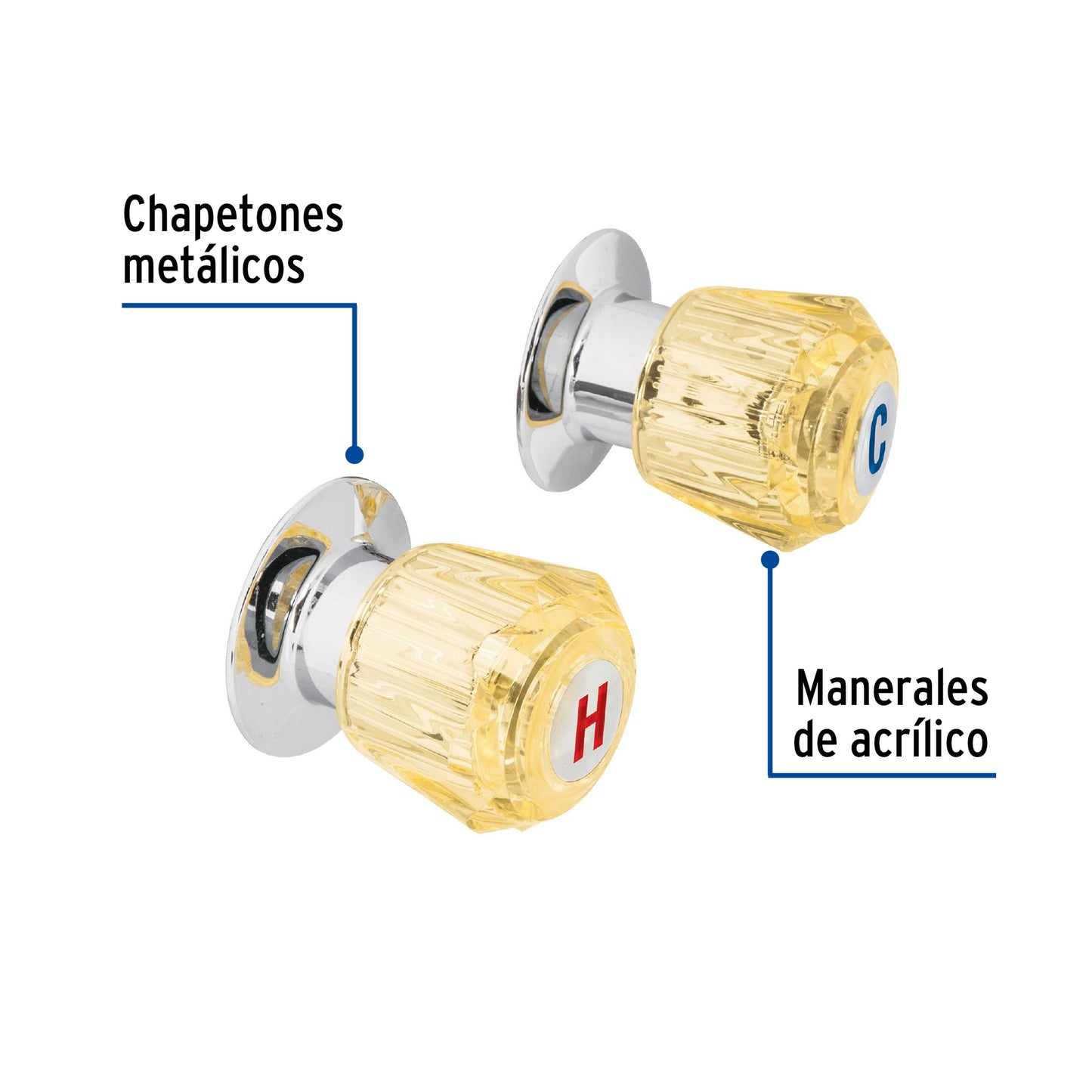 Juego de 2 manerales acrílico ámbar para regadera, Foset 49462