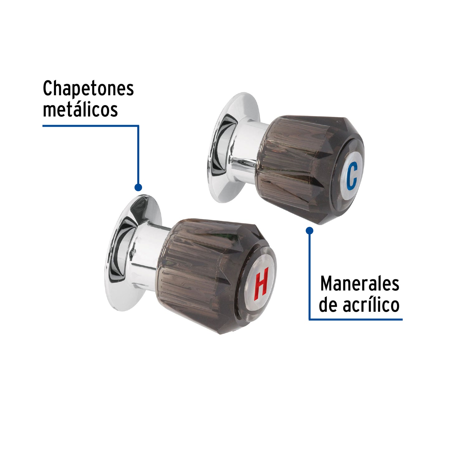 Juego de 2 manerales acrílico humo para regadera, Foset 49463