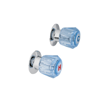 Juego de 2 manerales acrílico azul para regadera, Foset 49461