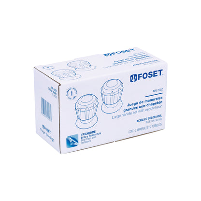 Juego de 2 manerales acrílico azul para regadera, Foset 49461