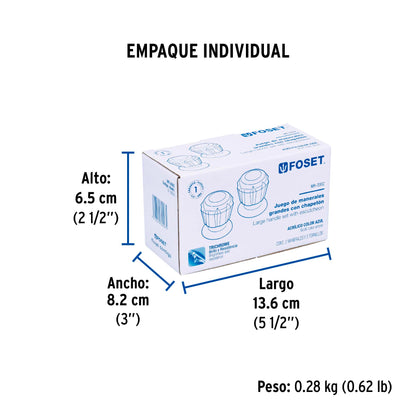 Juego de 2 manerales acrílico azul para regadera, Foset 49461