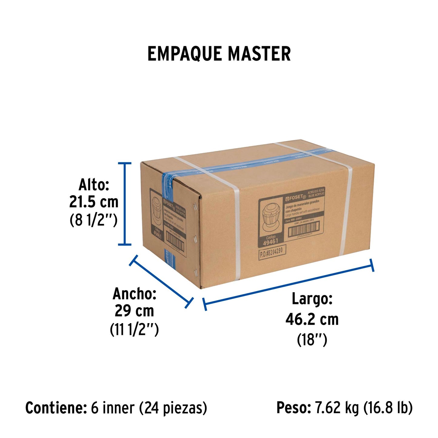 Juego de 2 manerales acrílico azul para regadera, Foset 49461