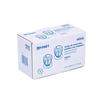 Juego de 2 manerales acrílico trans. para regadera, Foset 49242