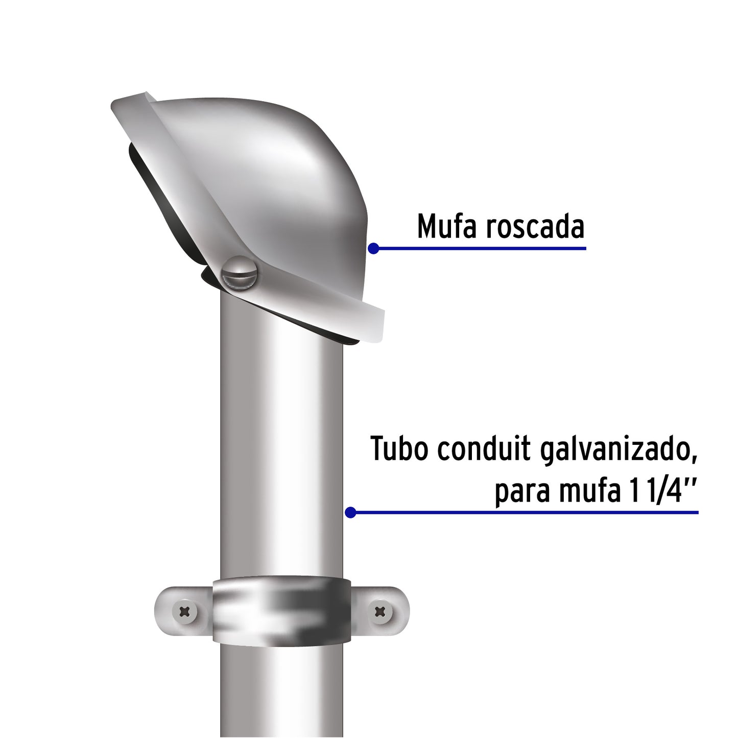 Mufa roscada 1-1/4" para tubo, Volteck