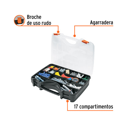 Organizador 17" reforzado con 17 compartimentos, Truper 10939