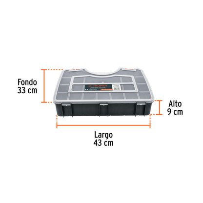 Organizador 17" reforzado con 17 compartimentos, Truper 10939