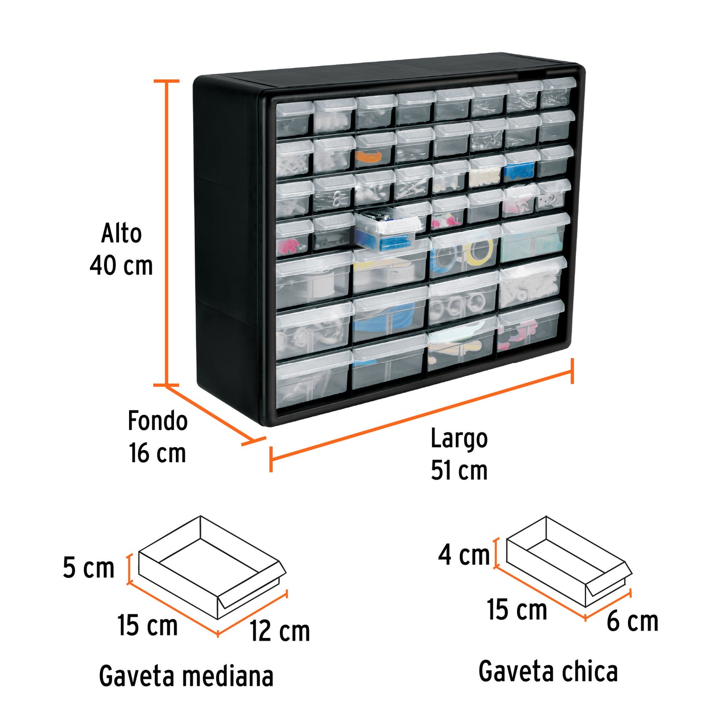 Organizador con 44 gavetas, Truper 102642