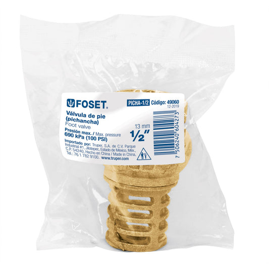 Pichancha tipo check de latón, 1/2", FOSET 49060