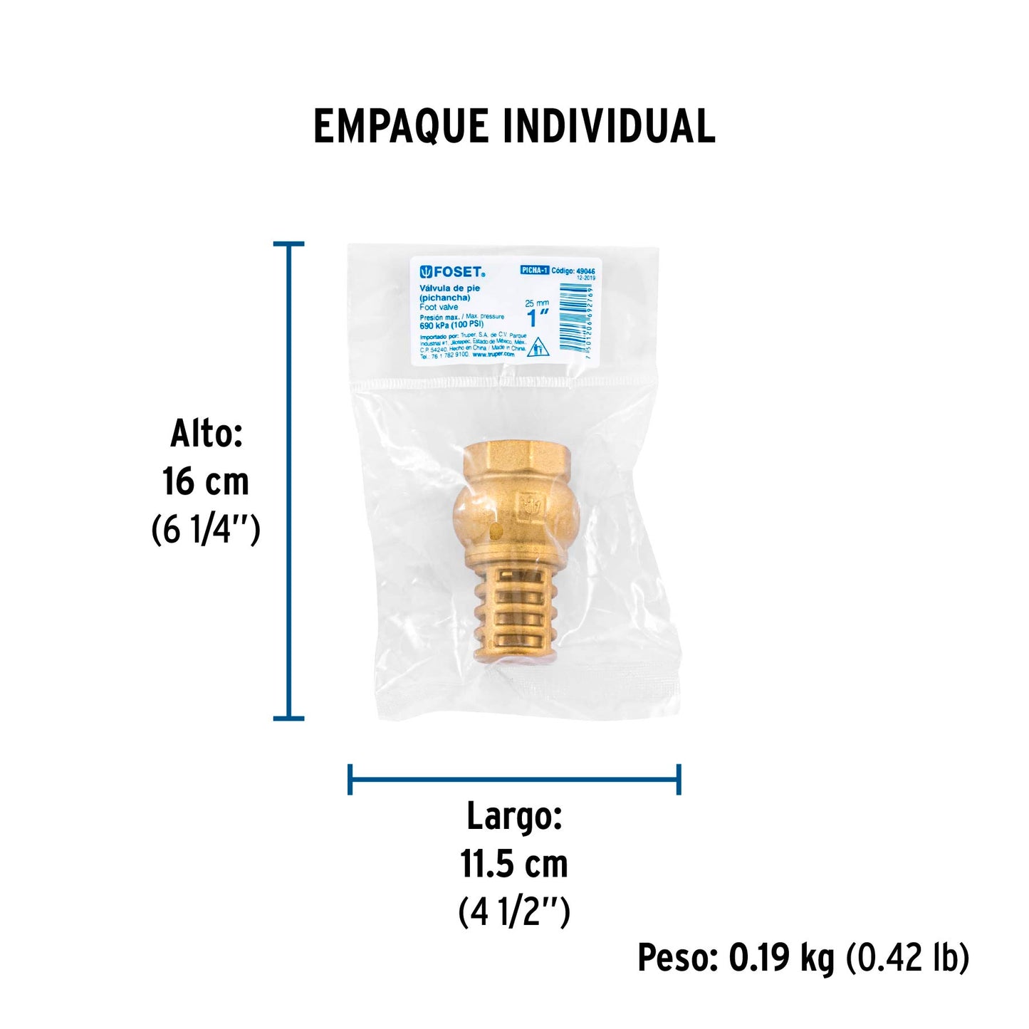 Pichancha con rejilla de latón 1", FOSET 49046
