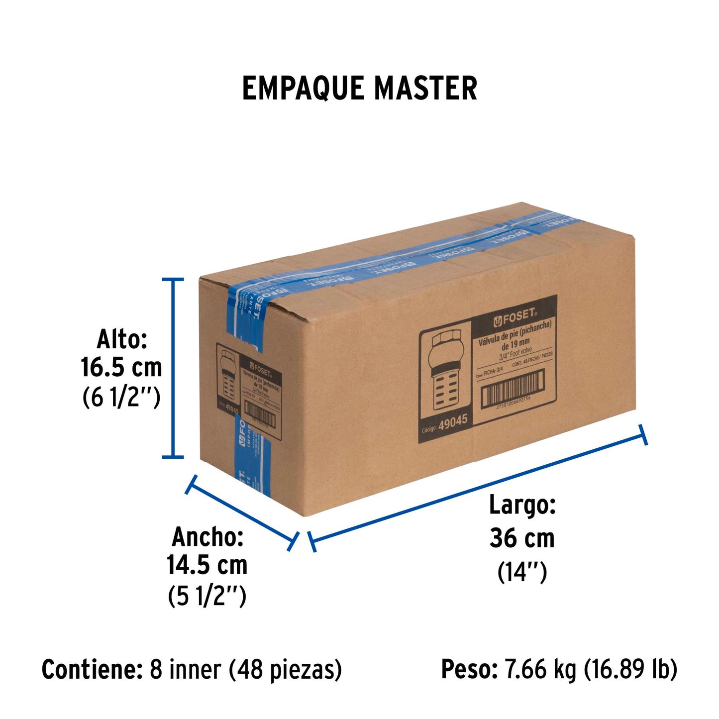 Pichancha con rejilla de latón 3/4", FOSET 49045