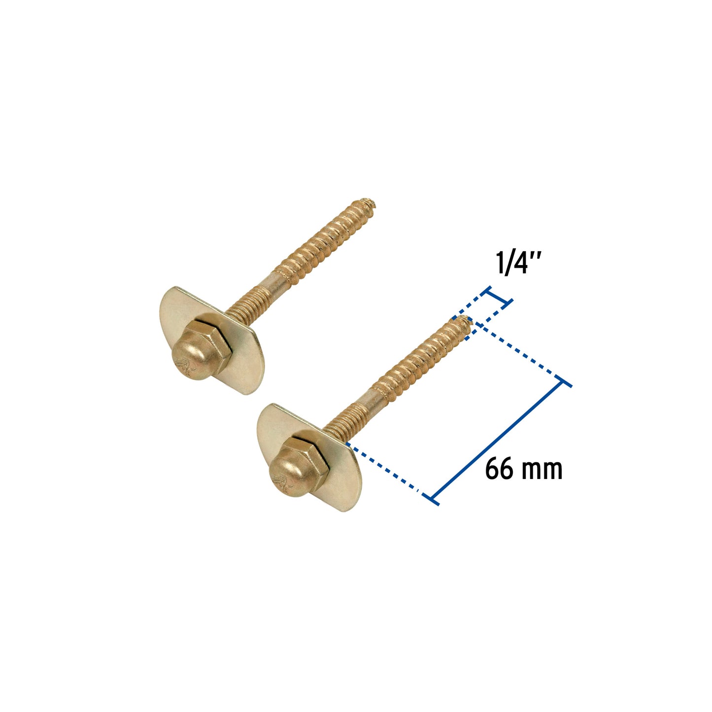 Bolsa con 2 pijas 1/4" x 66 mm para base de WC a piso, FOSET 49330