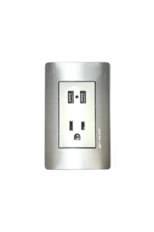 PLACA ARMADA  GRIS 2 PTOS. USB 1 CONTAC RON RUSBGR