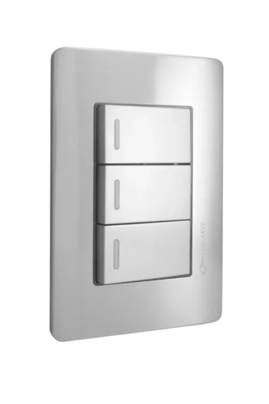 PLACA A5 GRIS CON 3 APAGADORES AL-3-GR