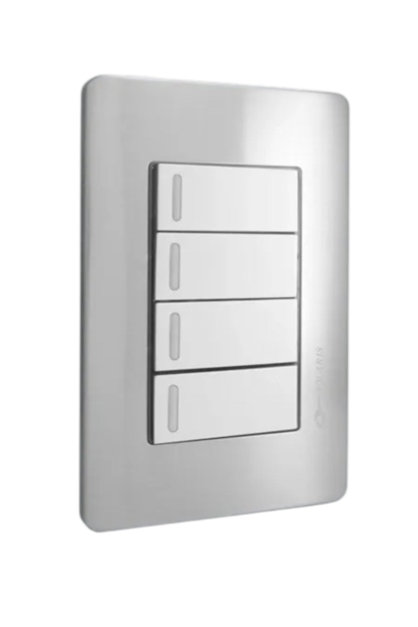 PLACA A5 GRIS CON 4 APAGADORES SENCILLOS AL-4-GR