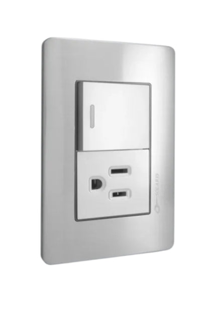 PLACA A5 GRIS CON 1 APAGADOR 1 CONTACTO AL-62-GR