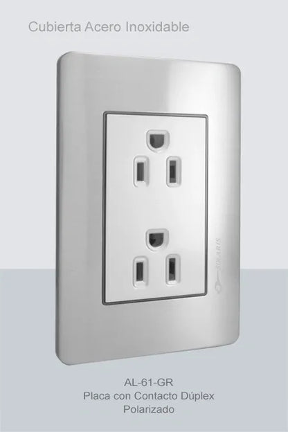 PLACA A5 GRIS CON 2 CONTACTOS POLARIZADOS AL-61-GR